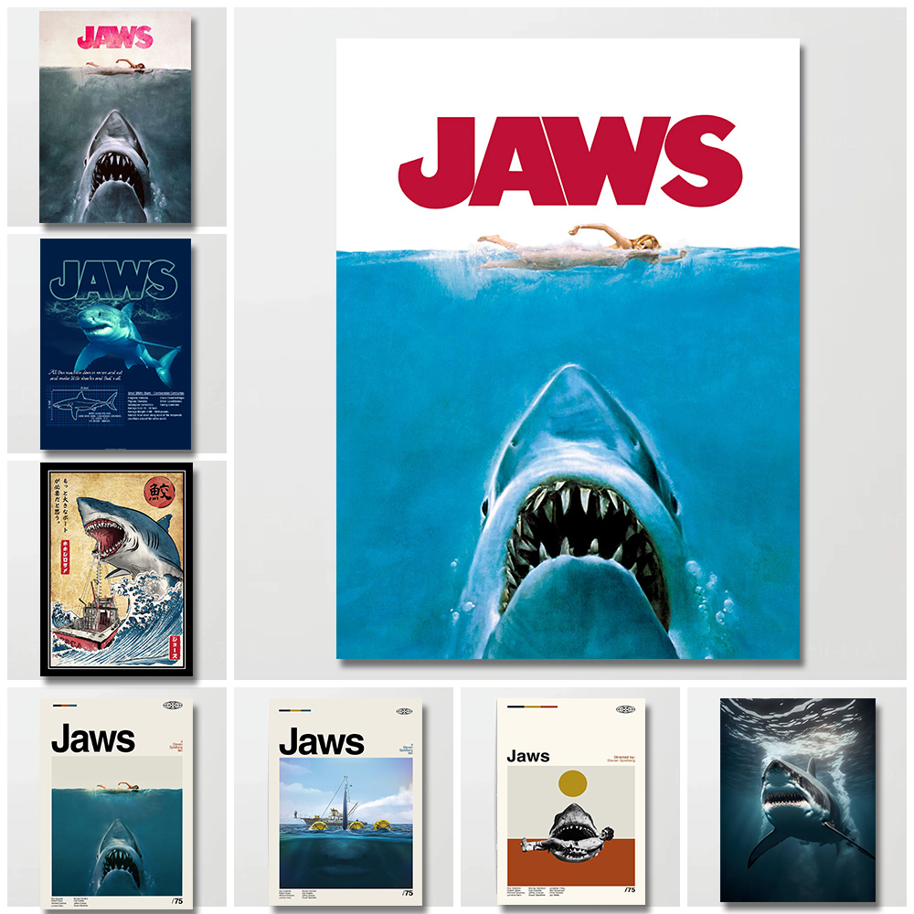 Sustainable Living Eco Friendly - Jaws Posters Shark Canvas Painting Mordern